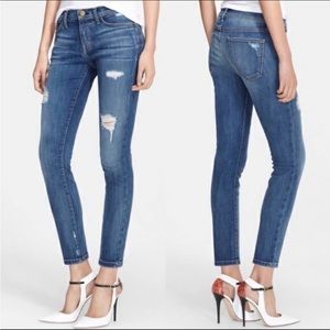 Current/Elliott 1280 Jeans Niagara Distressed The Stiletto Skinny Low Rise